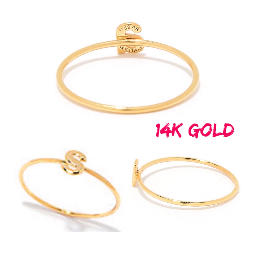 14k Gold Initial “S” Stack Ring